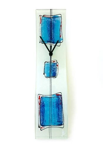 Horloge murale en verre blanc-bleu Cubie 10X41 Cm