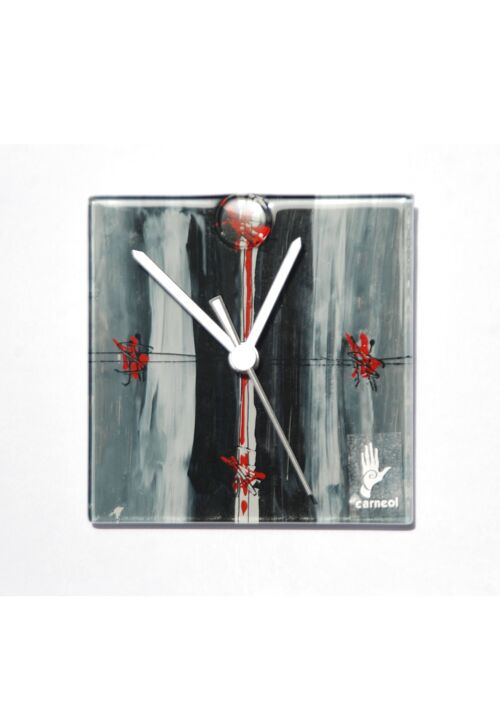 Sombre Grey-Red Wall Clock 13X13 Cm