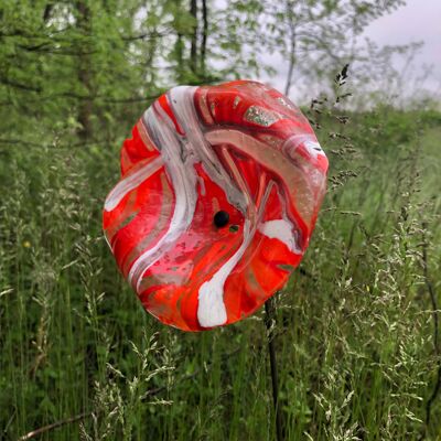 Glastrichterblume für den Außenbereich, rot-orange-weiße Farbe