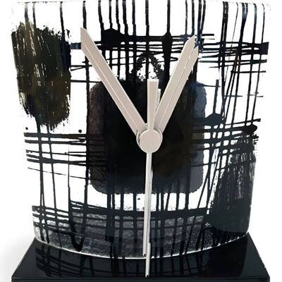 Horloge de bureau naturelle transparente-noire, taille 12x14 Cm
