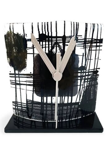 Horloge de bureau naturelle transparente-noire, taille 12x14 Cm