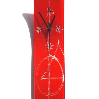 Horloge murale rouge géométrie 10X41 Cm
