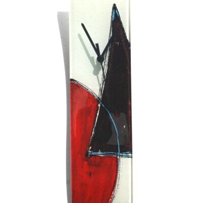 Horloge murale géométrie blanc-rouge 10X41 Cm