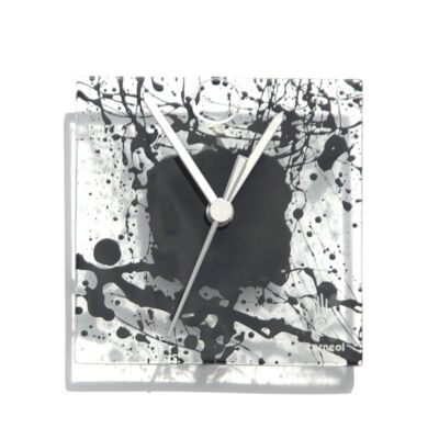 Horloge murale naturelle transparente-noire 13X13 Cm