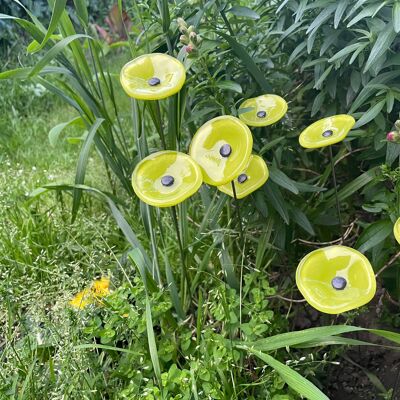 Piccolo fiore rotondo in vetro per uso interno in verde mela