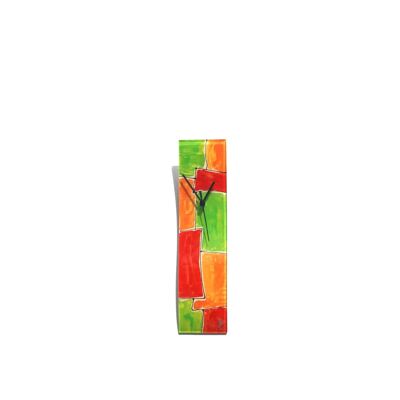 Reloj de pared mosaico de cristal rojo-naranja 10X41 cm