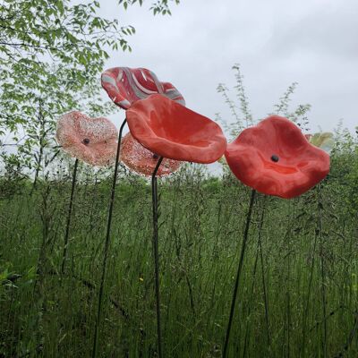 Funnel Shaped Glass Flower For Outdoor Use In Orange Colour