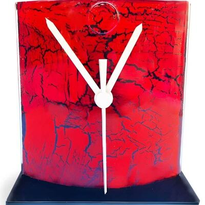 Orologio Da Tavolo Rosso Crackled Di Dimensioni 12X14 Cm