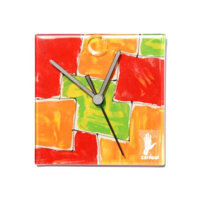 Horloge murale mosaïque rouge-orange 13X13 Cm