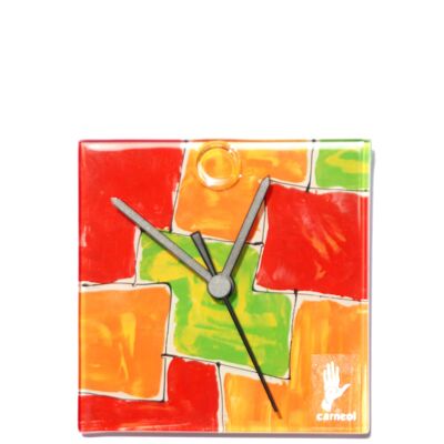 Mosaic Red-Orange Wall Clock 13X13 Cm