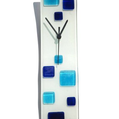 Horloge murale Patchy blanc-bleu 10X41 Cm