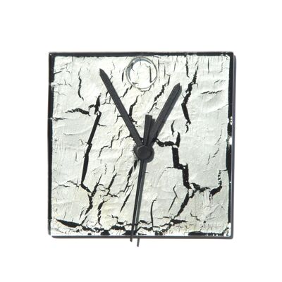 Crackled Glass Silver Wall Clock 13X13 Cm