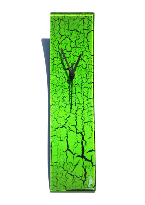 Crackled Green Glass Wall Clock 10X41 Cm