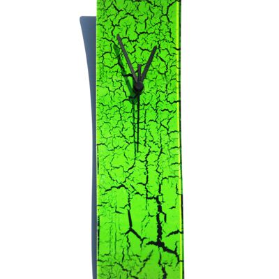 Wanduhr aus knisterndem grünem Glas, 10 x 41 cm