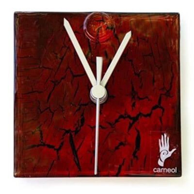 Crackled Red Glass Wall Clock 13X13 Cm