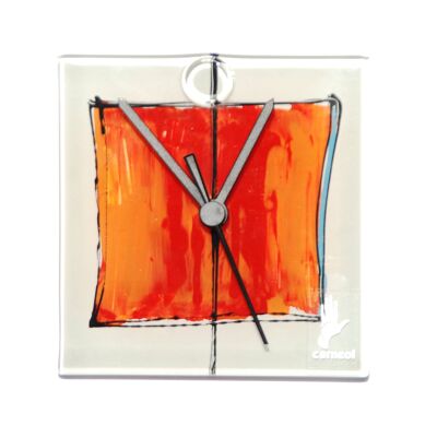 Horloge murale Cubie blanc-rouge 13X13 Cm