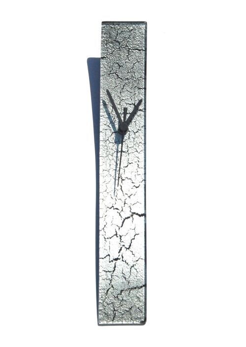Crackled Silver Glass Wall Clock 6X41 Cm