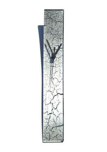 Horloge murale en verre argent craquelé 6X41 Cm 1