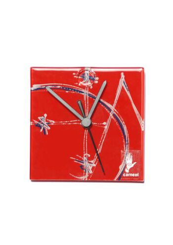 Horloge murale rouge géométrie 13X13 Cm