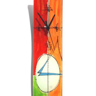 Horloge murale en verre géométrie rouge-vert 10X41 Cm