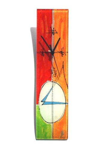 Horloge murale en verre géométrie rouge-vert 10X41 Cm 1