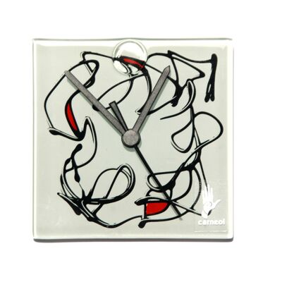 Horloge murale Miro blanc-noir 13X13 Cm