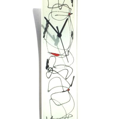 Miro Weiß-Schwarze Glaswanduhr 10X41 cm