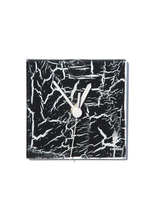 Crackled Black Glass Wall Clock 13X13 Cm
