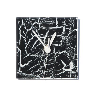 Crackled Black Glass Wall Clock 13X13 Cm