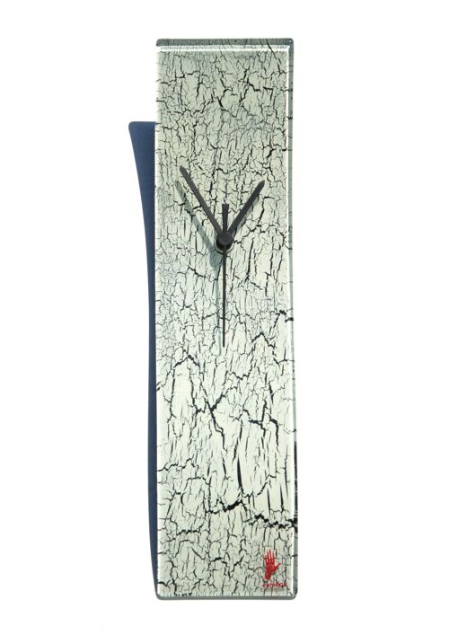 Crackled White Glass Wall Clock 10X41 Cm