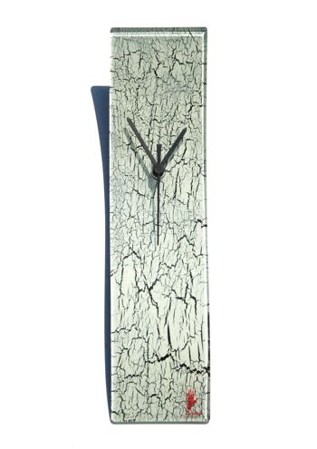 Horloge murale en verre blanc craquelé 10X41 Cm