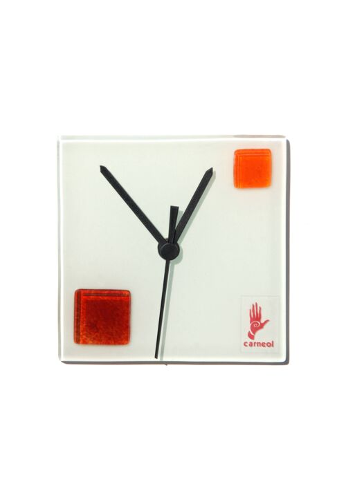 Patchy White-Orange Wall Clock 13X13 Cm