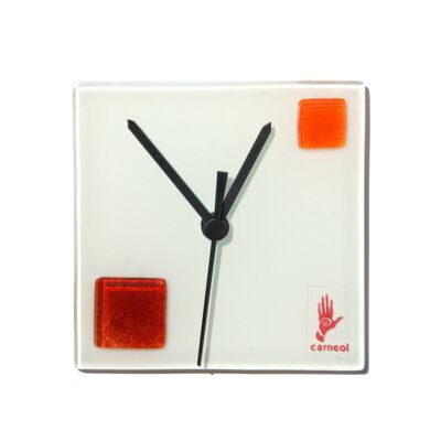 Reloj de pared Patchy blanco-naranja 13X13 Cm