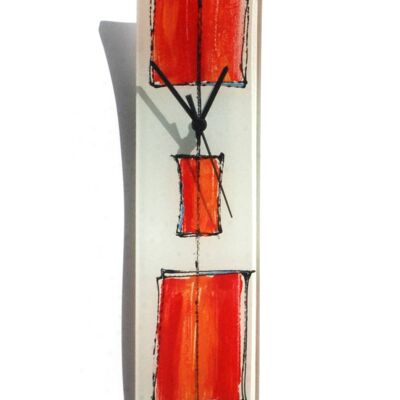 Reloj de pared Cubie de cristal blanco-rojo 10X41 Cm