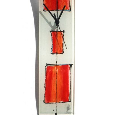 Cubie White-Red Glass Wall Clock 10X41 Cm