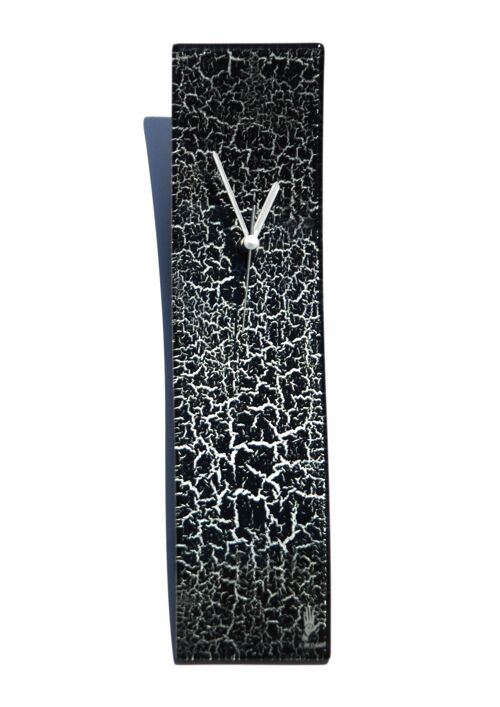 Crackled Black Glass Wall Clock 10X41 Cm
