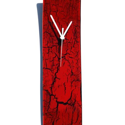 Wanduhr aus knisterndem rotem Glas, 10 x 41 cm