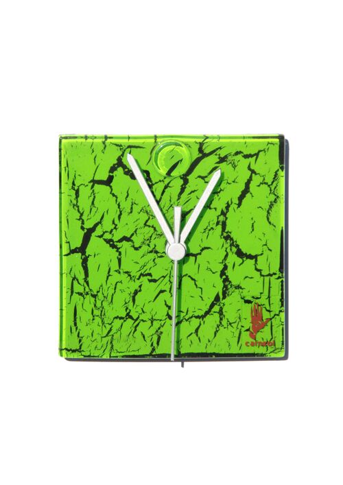 Crackled Green Glass Wall Clock 13X13 Cm