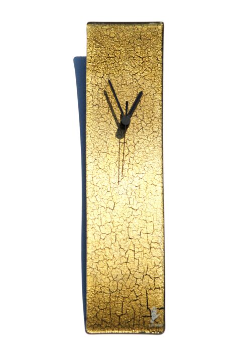 Crackled Gold Glass Wall Clock 10X41 Cm