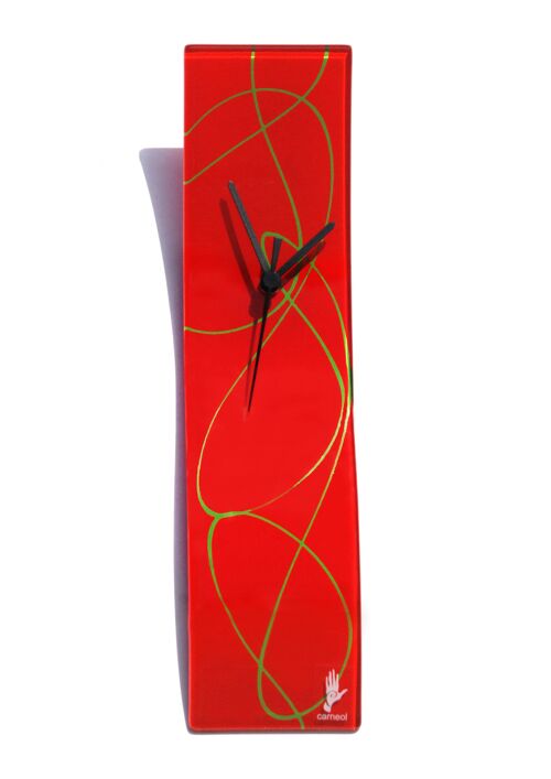 Geo Red-Green Glass Wall Clock 10X41 Cm