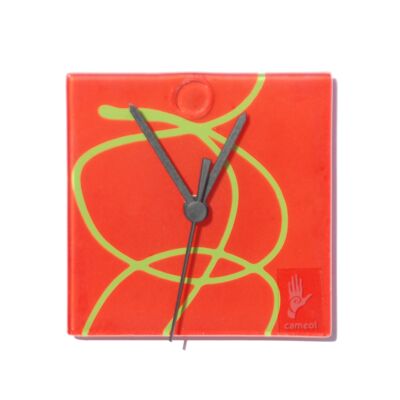 Reloj de pared Geo Rojo-Verde 13X13 Cm