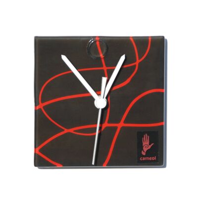 Reloj de Pared Geo Negro-Rojo 13X13 Cm