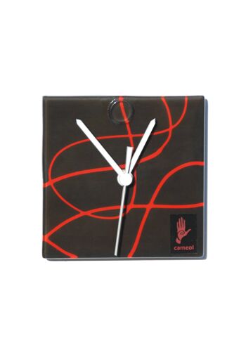 Horloge murale Geo noir-rouge 13X13 Cm