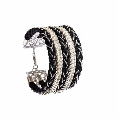 Maxi Raoul Braided Black Silver Bracelet