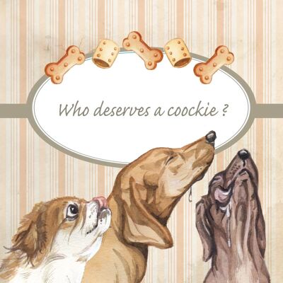 Vierkante kaart - Who deserve a cookie?  (honden)