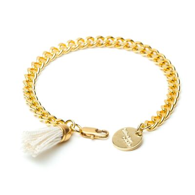 Pulsera Hector con pompones de oro marfil