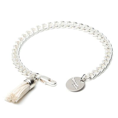 Bracelet Hector Argent Ivoire Pompon