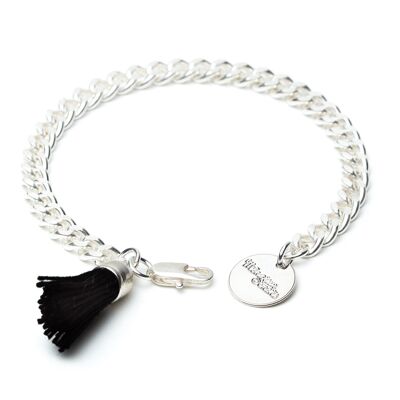 Pulsera Hector Silver Black Pompom