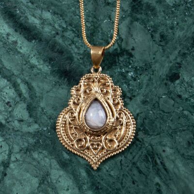 Moonstone mandala necklace gold handmade