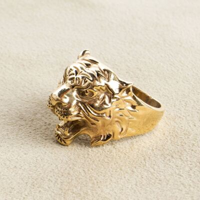 Tiger head tiger ring gold handmade